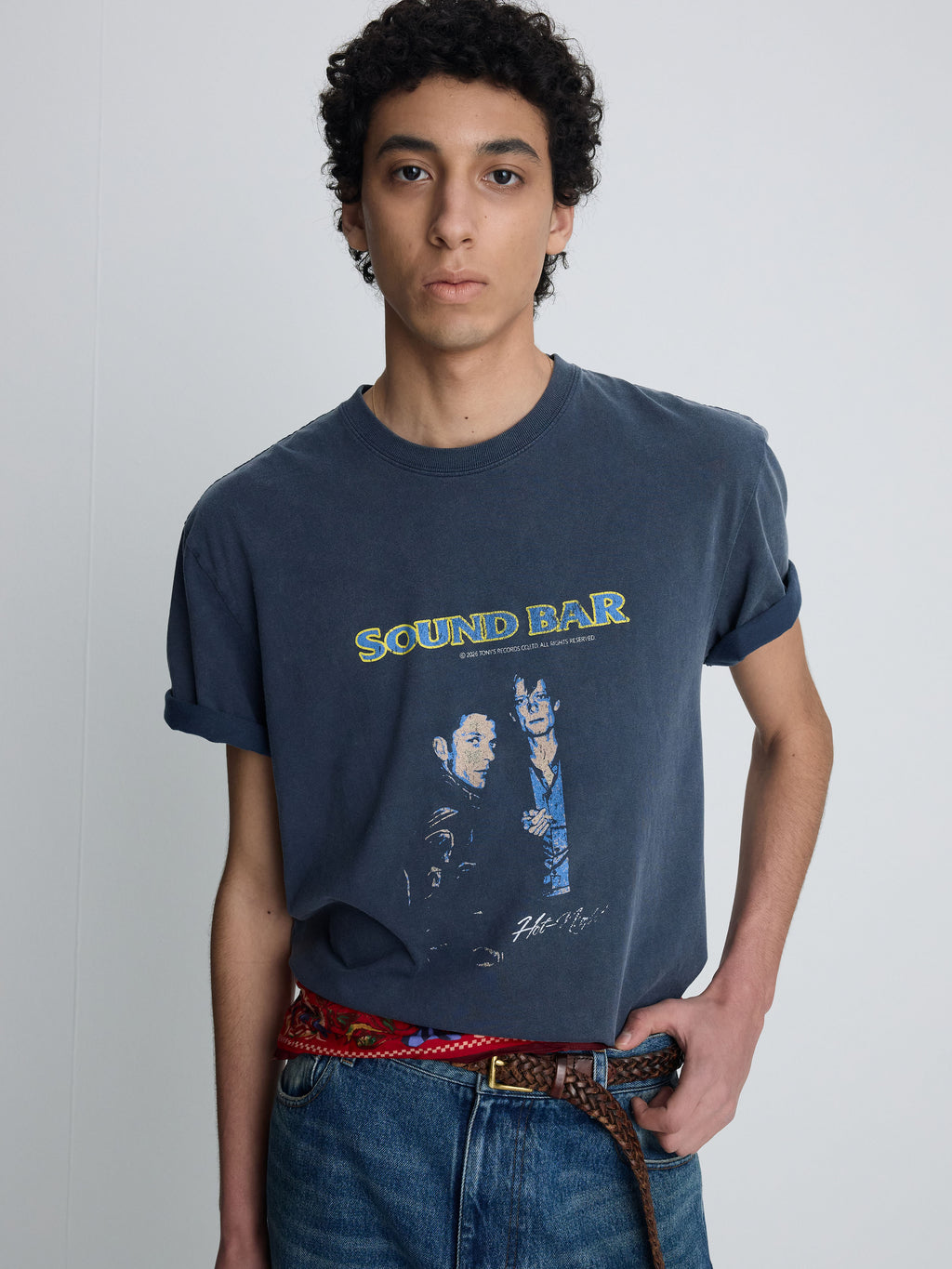 GARMENT-DYED SOUND BAR T-SHIRT_ FADED NAVY