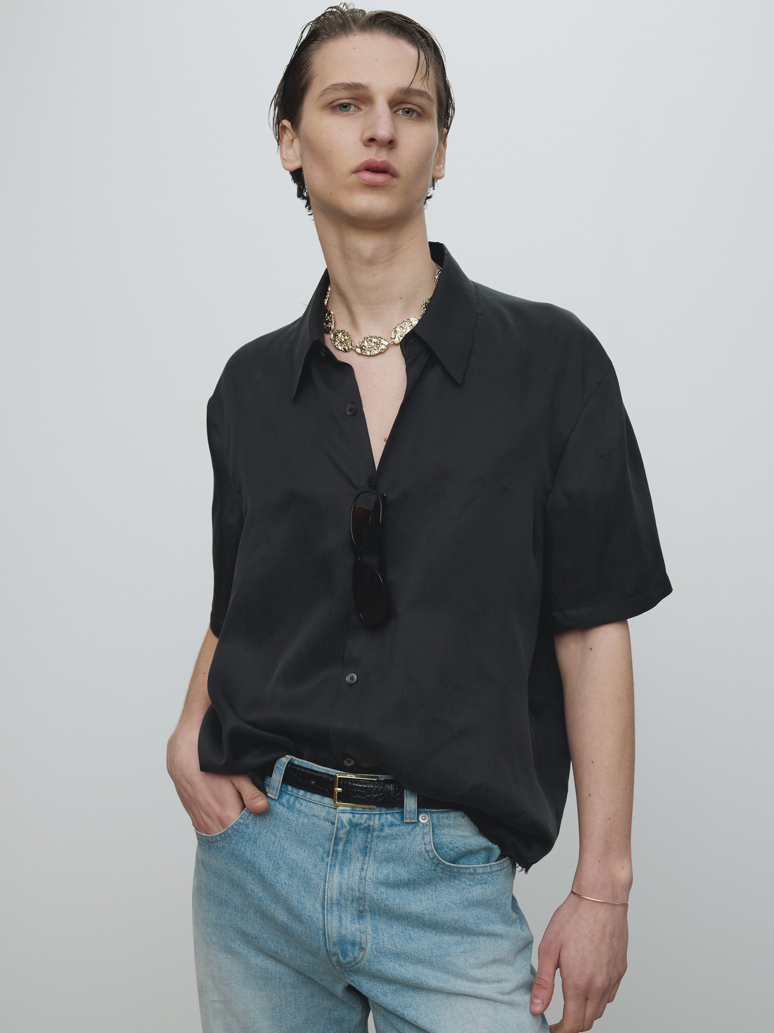 FLUID CUPRO SHIRT (JAPANESE FABRIC)_ CARBON