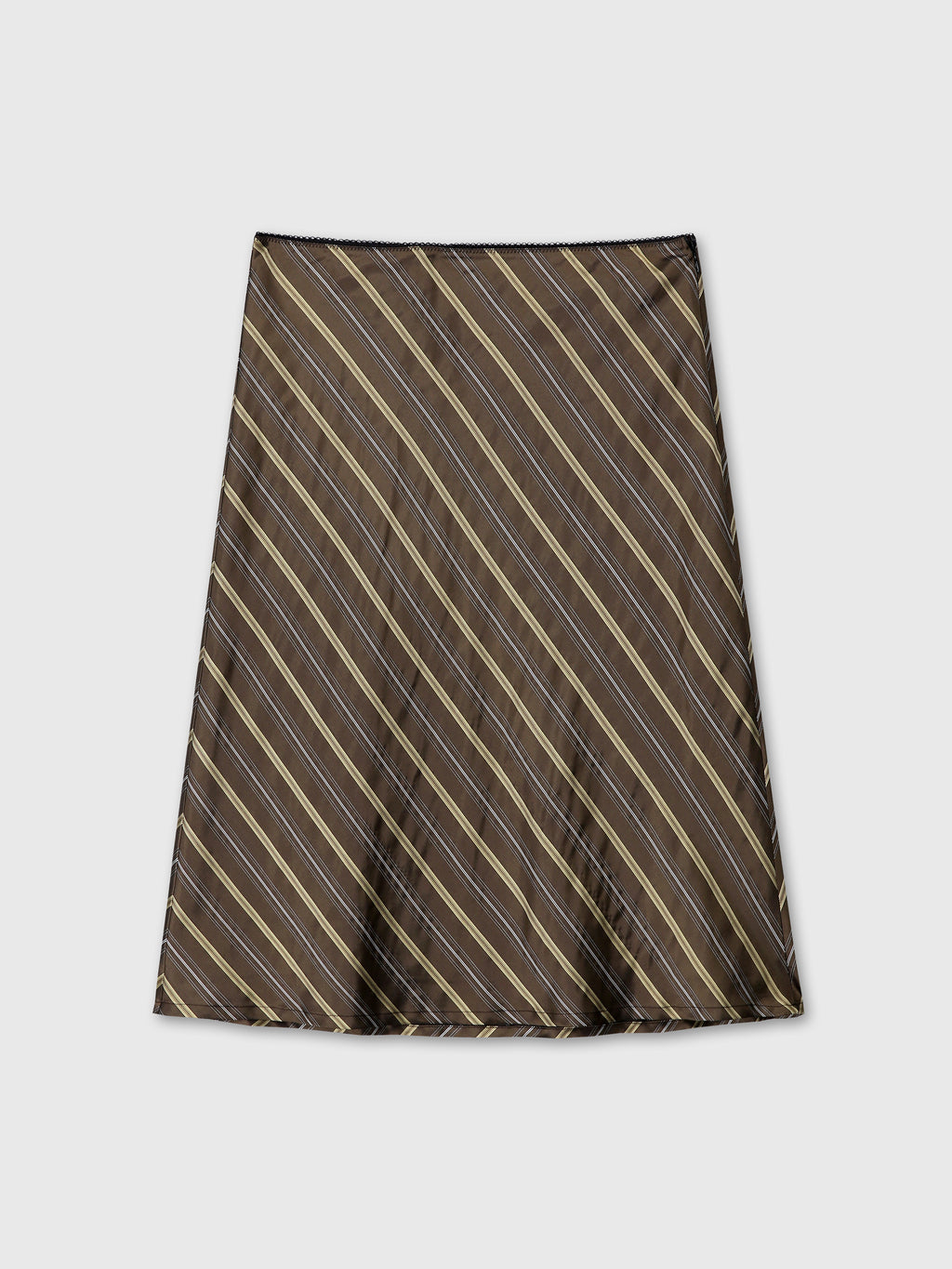 (W) SILK STRIPES MIDI-SKIRT_ BROWN STRIPE
