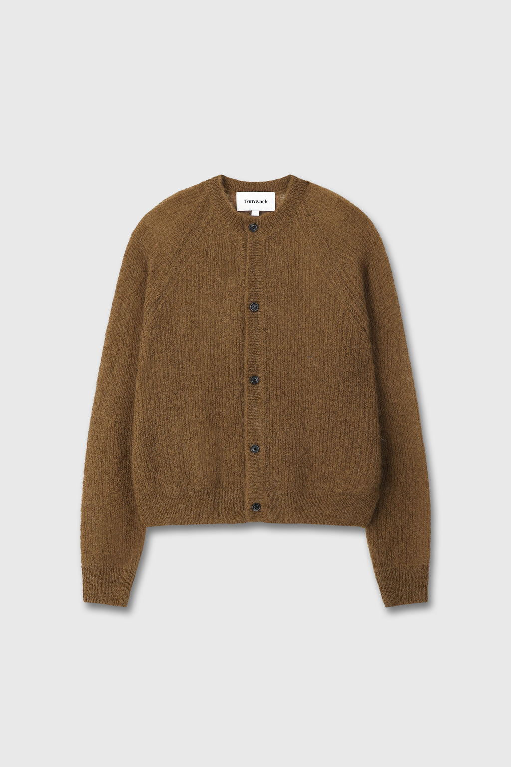 WOOL AND MOHAIR RIBBED MESH CARDIGAN_ CAMEL
