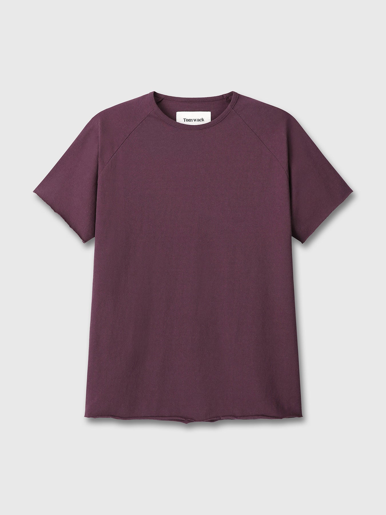 RAW EDGE WASHED T-SHIRT_ BURGUNDY