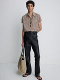 CHECKED COTTON BLEND WESTERN SHIRT_ TAUPE/AMBER