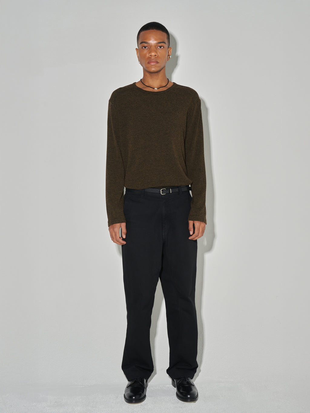 Twist-melange Long Sleeve Knit_ Melange Loden