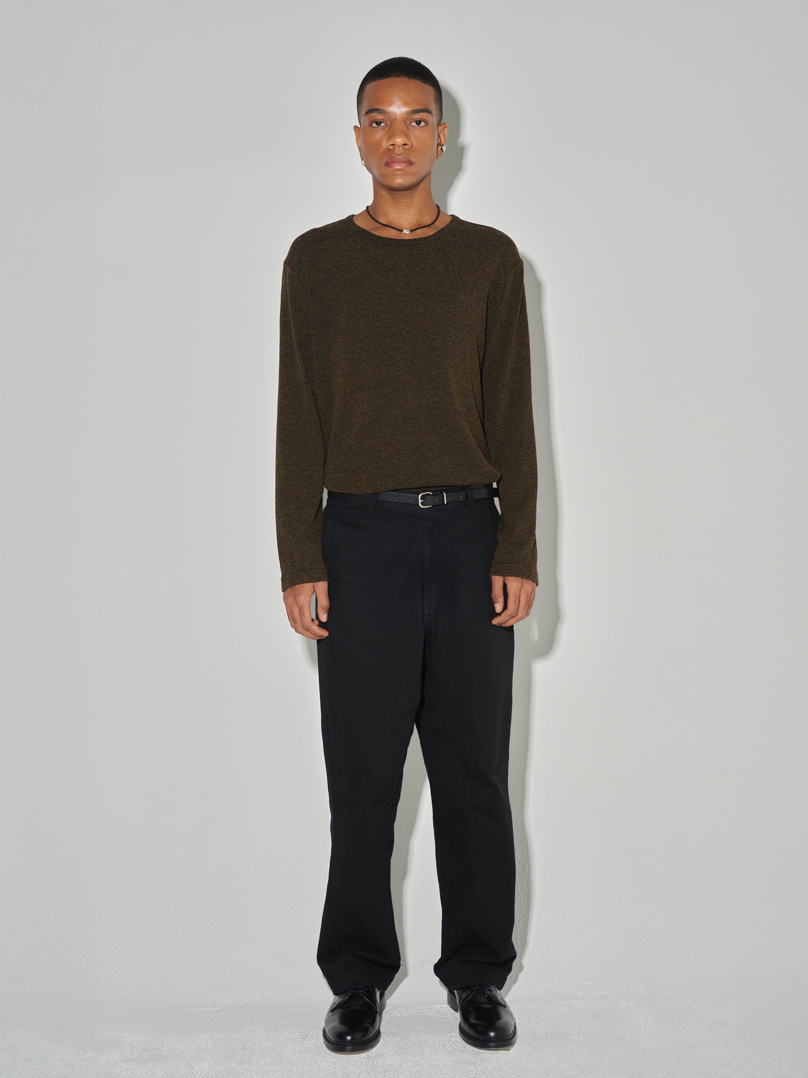 Twist-melange Long Sleeve Knit_ Melange Loden