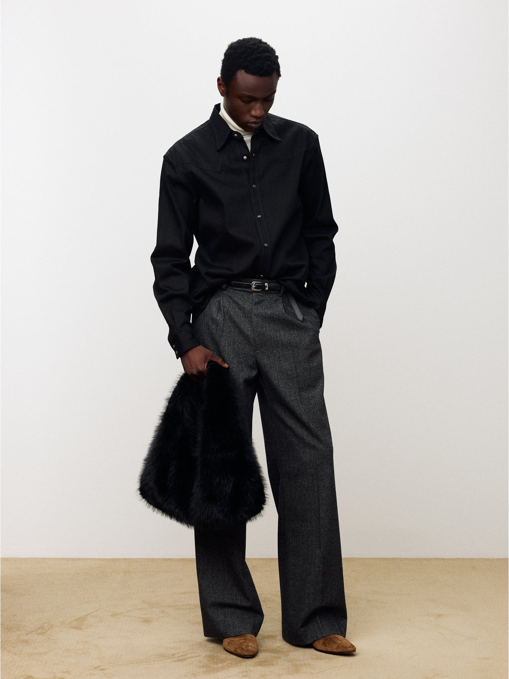 RAW DENIM WESTERN SHIRT_ BLACK