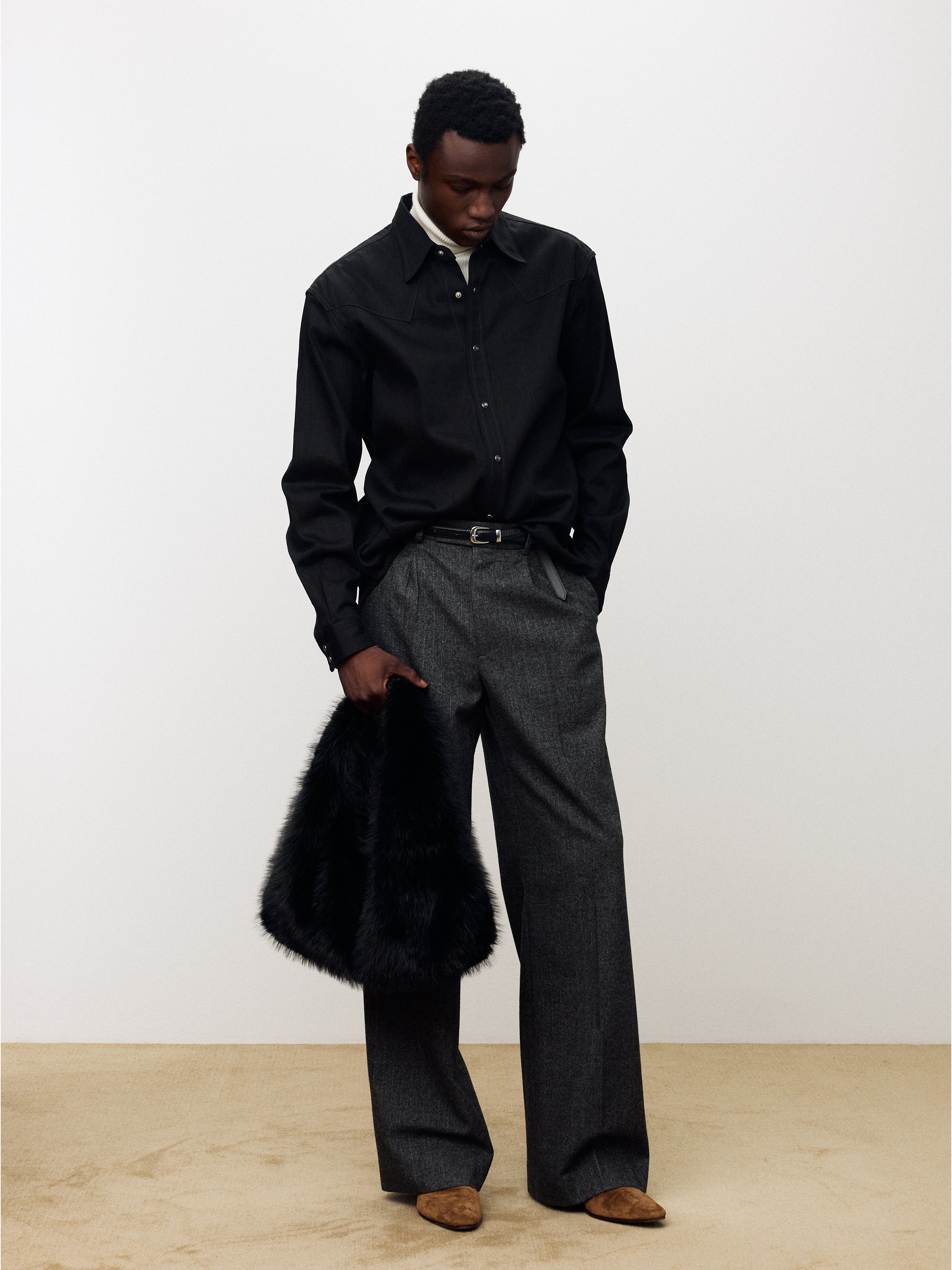 RAW DENIM WESTERN SHIRT_ BLACK