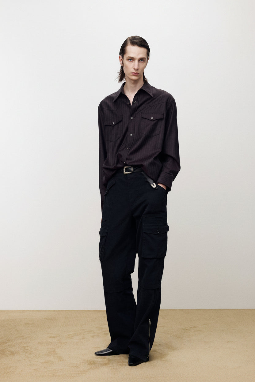 GARMENT-WASHED UTILITY CARGO PANTS_ FADED NAVY