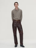 SUPER FINE WOOL STRIPE POLO KNIT_ BEIGE/NAVY