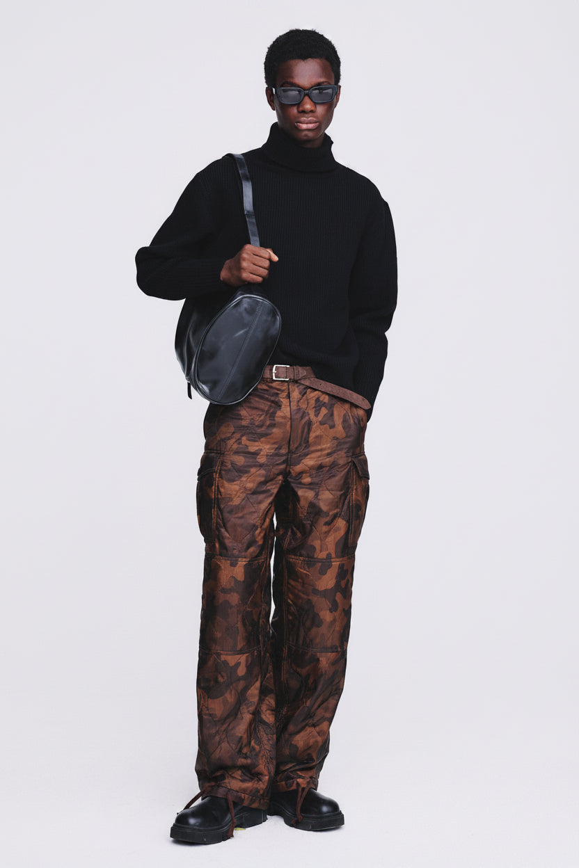 Utility Puffed Quilting Cargo Pants_ Woodland Camo