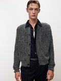 WOOL AND MOHAIR RIBBED MESH CARDIGAN_ MELANGE GREY