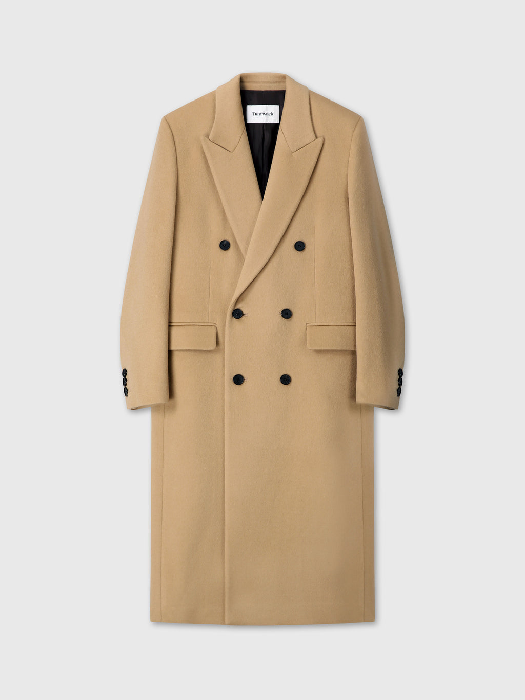 (W) WOOL TAILORED DOUBLE-BREASTED MAXI COAT_ CAMEL