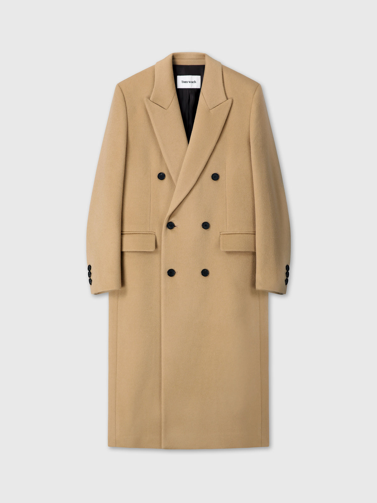 (W) WOOL TAILORED DOUBLE-BREASTED MAXI COAT_ CAMEL