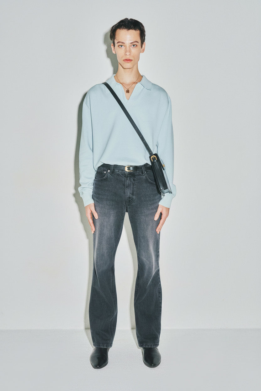 High Count Whole Garment Saddle Neck Knit_ Baby Blue