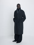 HAND-MADE WOOL BELTED DOUBLE COAT_ MELANGE CHARCOAL