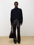 GARMENT-DYED CORDUROY DOUBLE POCKET SHIRT_ NAVY
