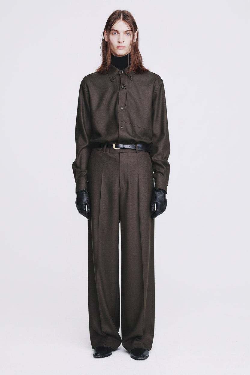 Wool and Cashmere Wide-leg Trousers_ Taupe Brown