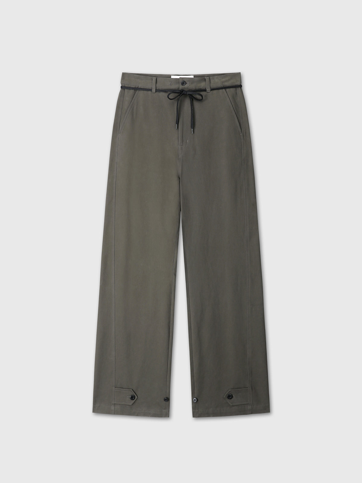 BRUSHED COTTON DRILL RELAXED STRING PANTS_ OLIVE