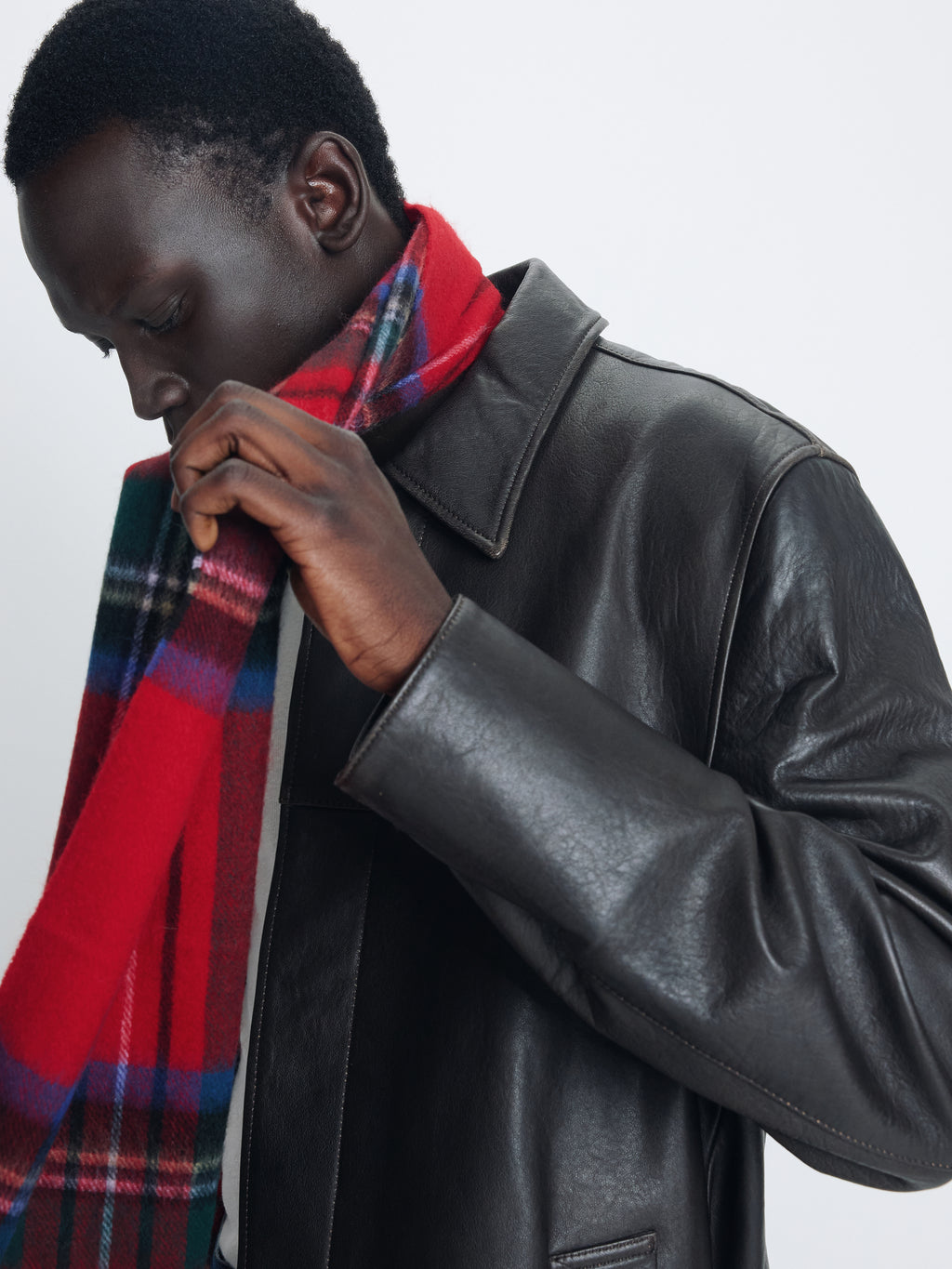 SOFT WOOL ESSENTIAL SCARF_ RED CHECK