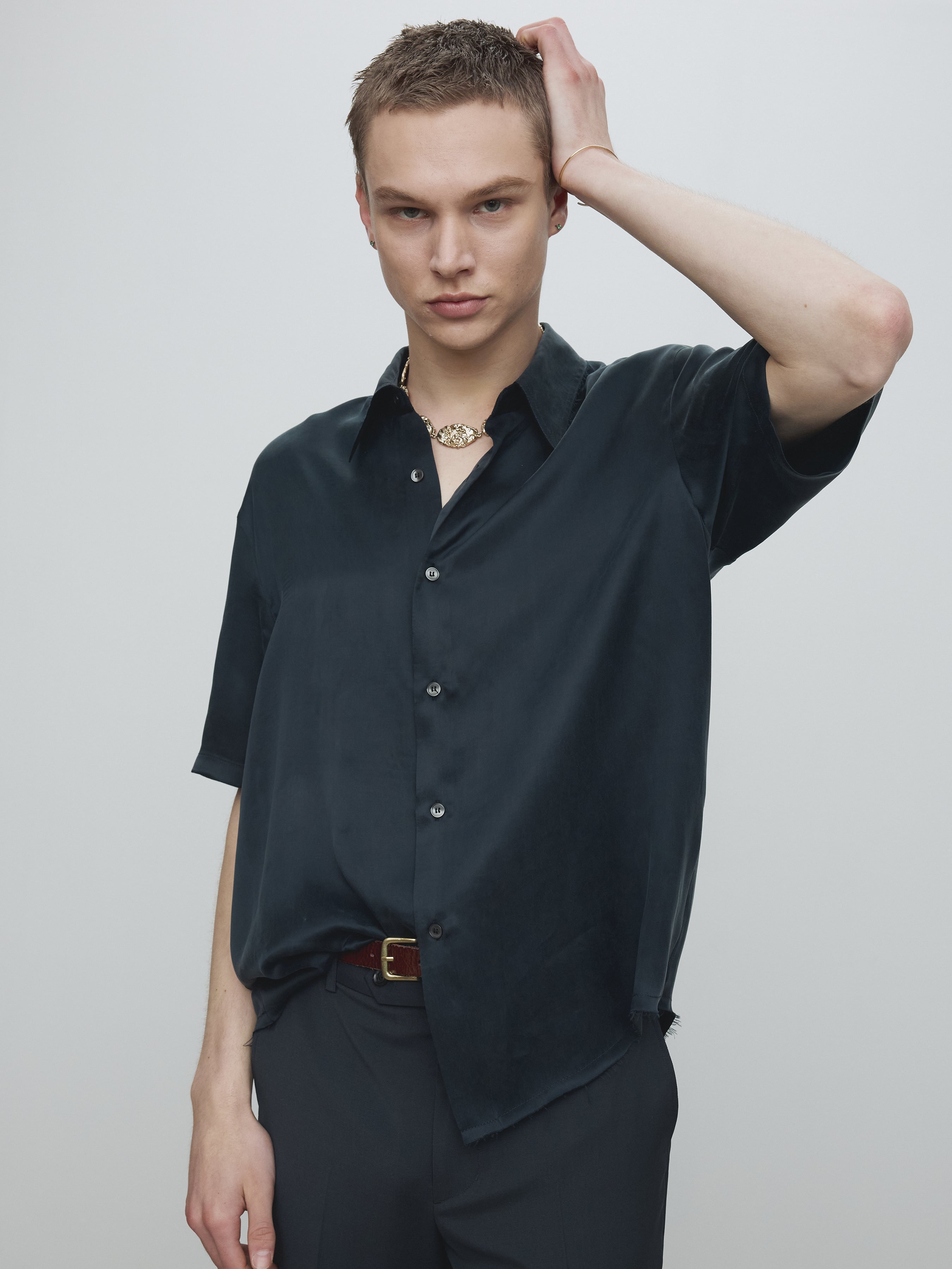 FLUID CUPRO SHIRT (JAPANESE FABRIC)_ NAVY