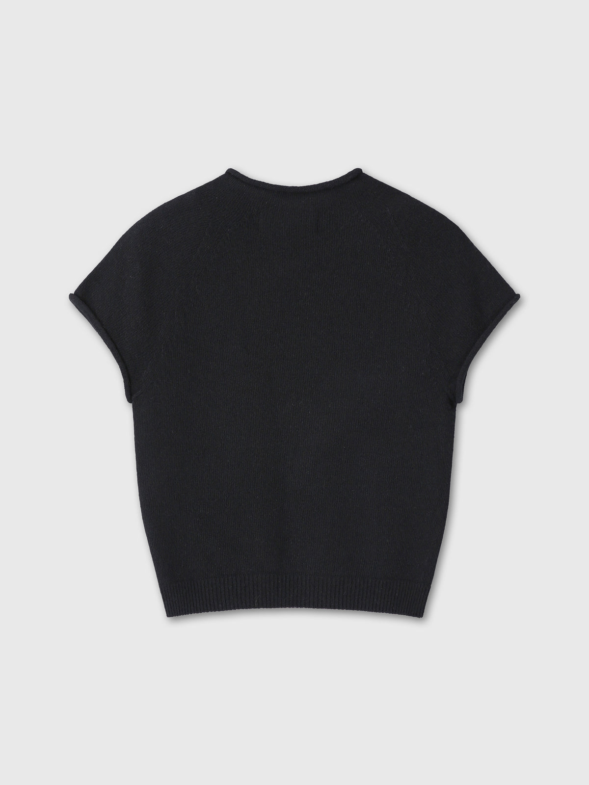 (W) SUPERFINE WOOL CROPPED SWEATER_ BLACK