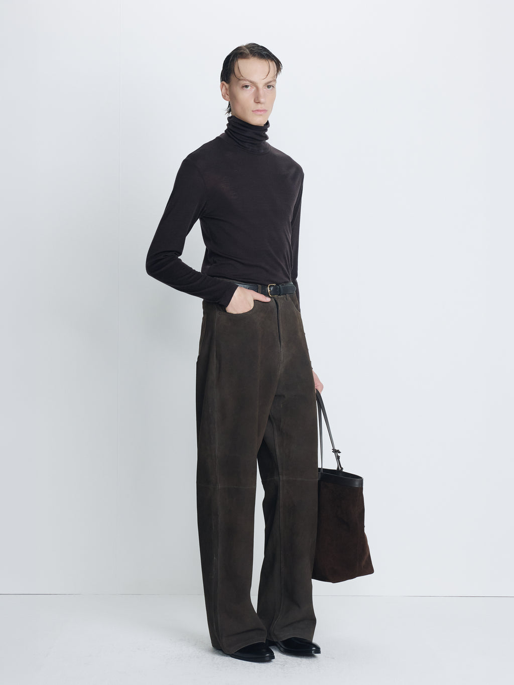WIDE-LEG SPLIT SUEDE PANTS_ MOCHA BROWN