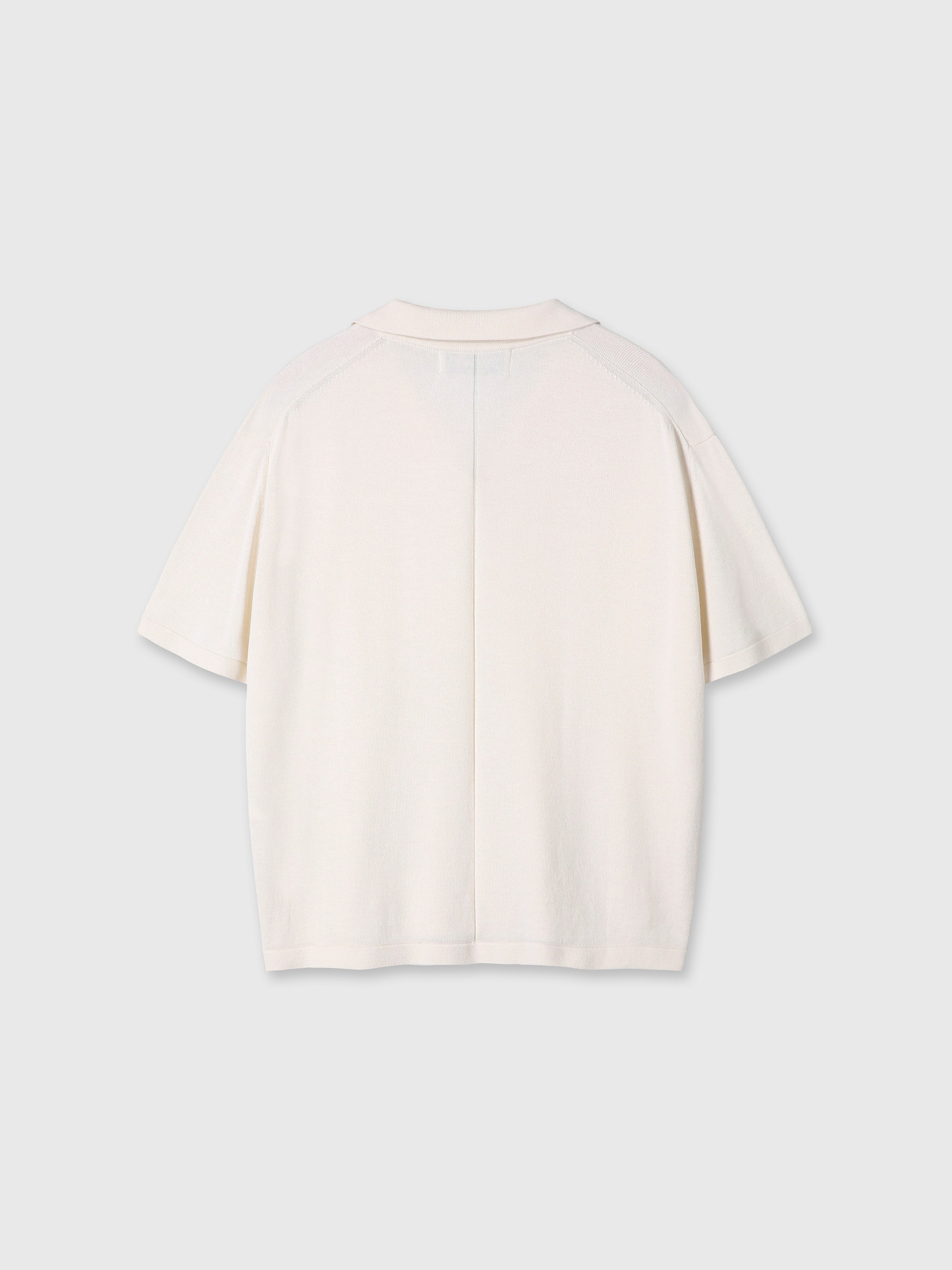 SILK CASHMERE OPEN COLLAR KNIT_ ECRU
