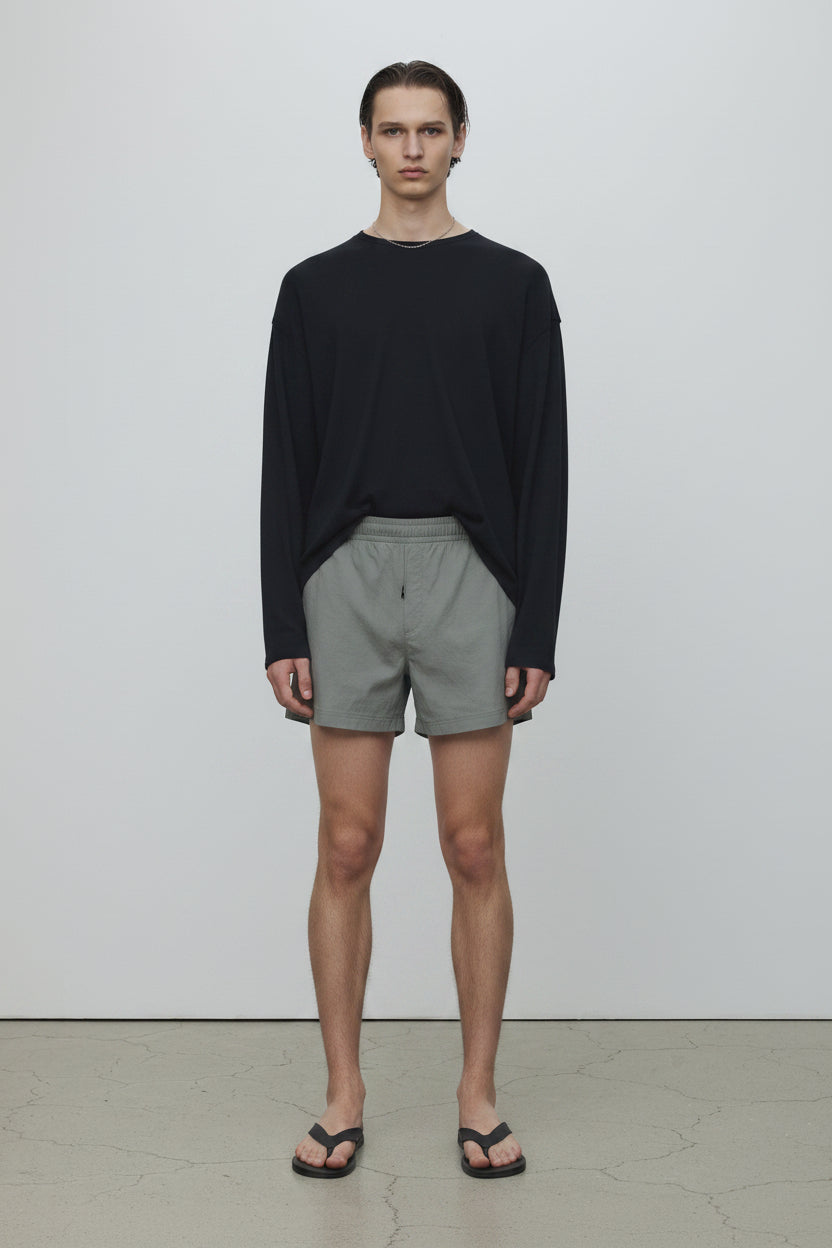 DRAWSTRING TECH SHORTS_ OLIVE GREY