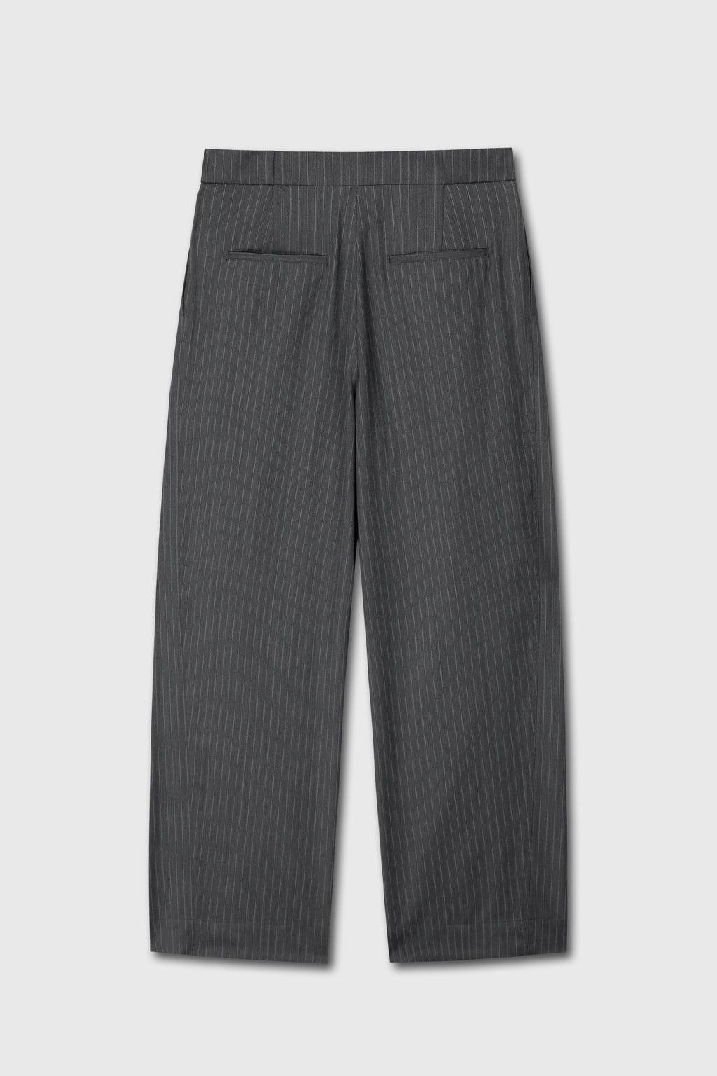 STRIPED WOOL DOUBLE-PLEATS WIDE TROUSERS_ GREY PINSTRIPE