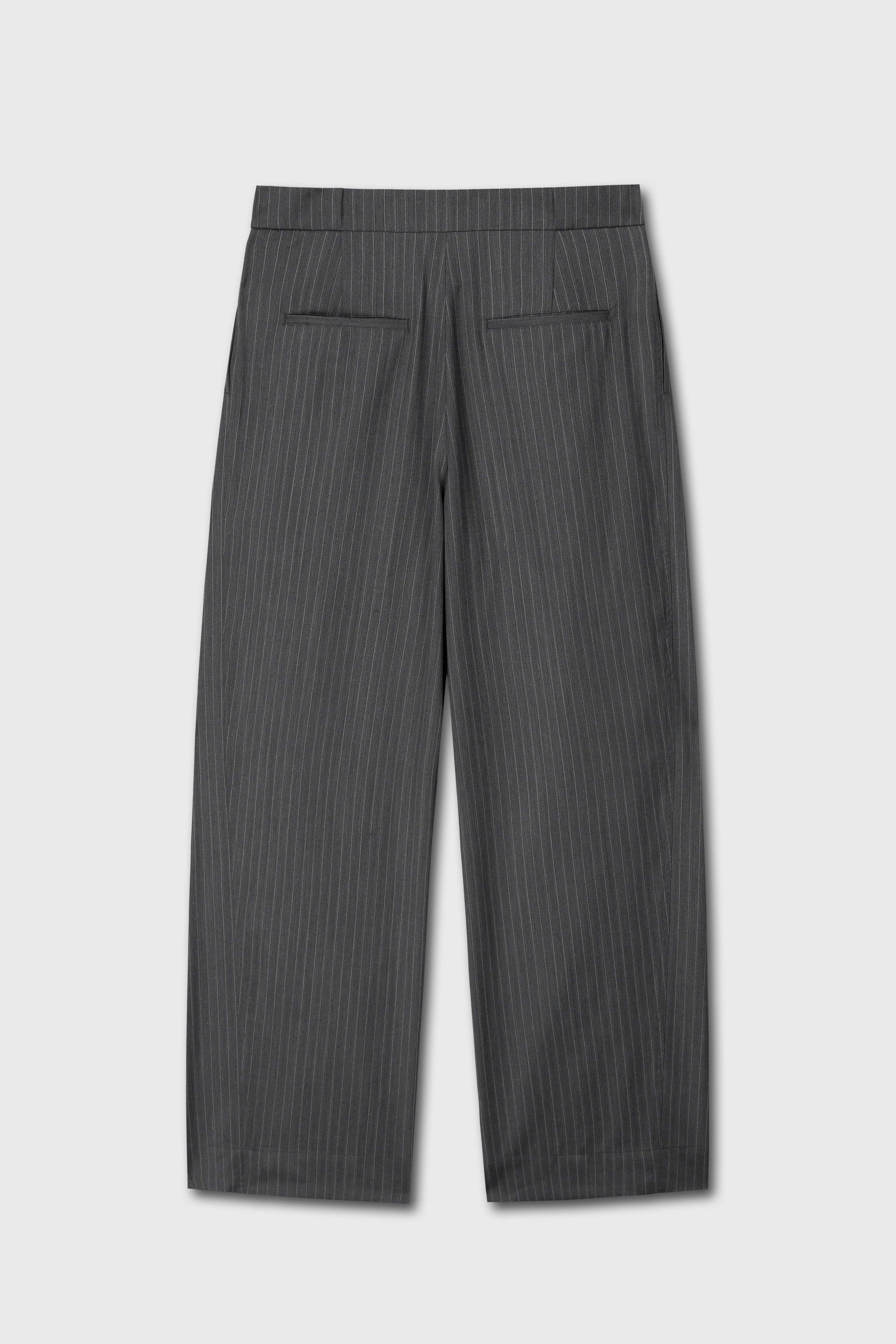 STRIPED WOOL DOUBLE-PLEATS WIDE TROUSERS_ GREY PINSTRIPE