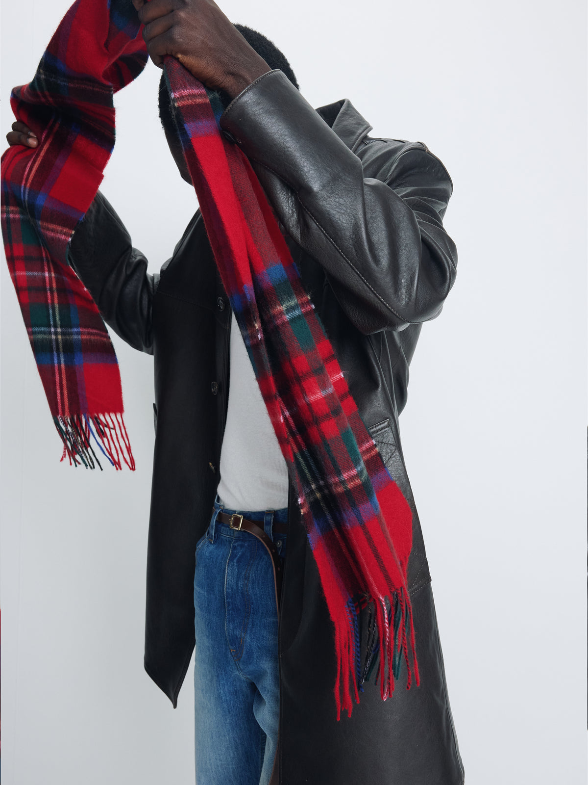 SOFT WOOL ESSENTIAL SCARF_ RED CHECK