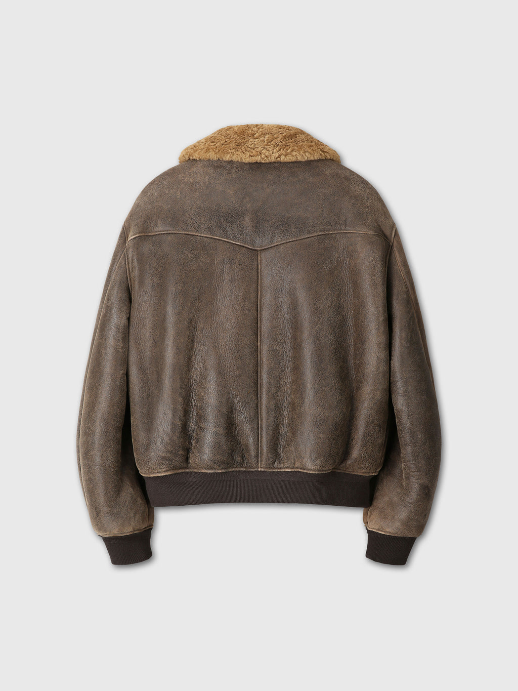 LAMB SHEARLING LEATHER BOMBER JACKET_ FADED BROWN