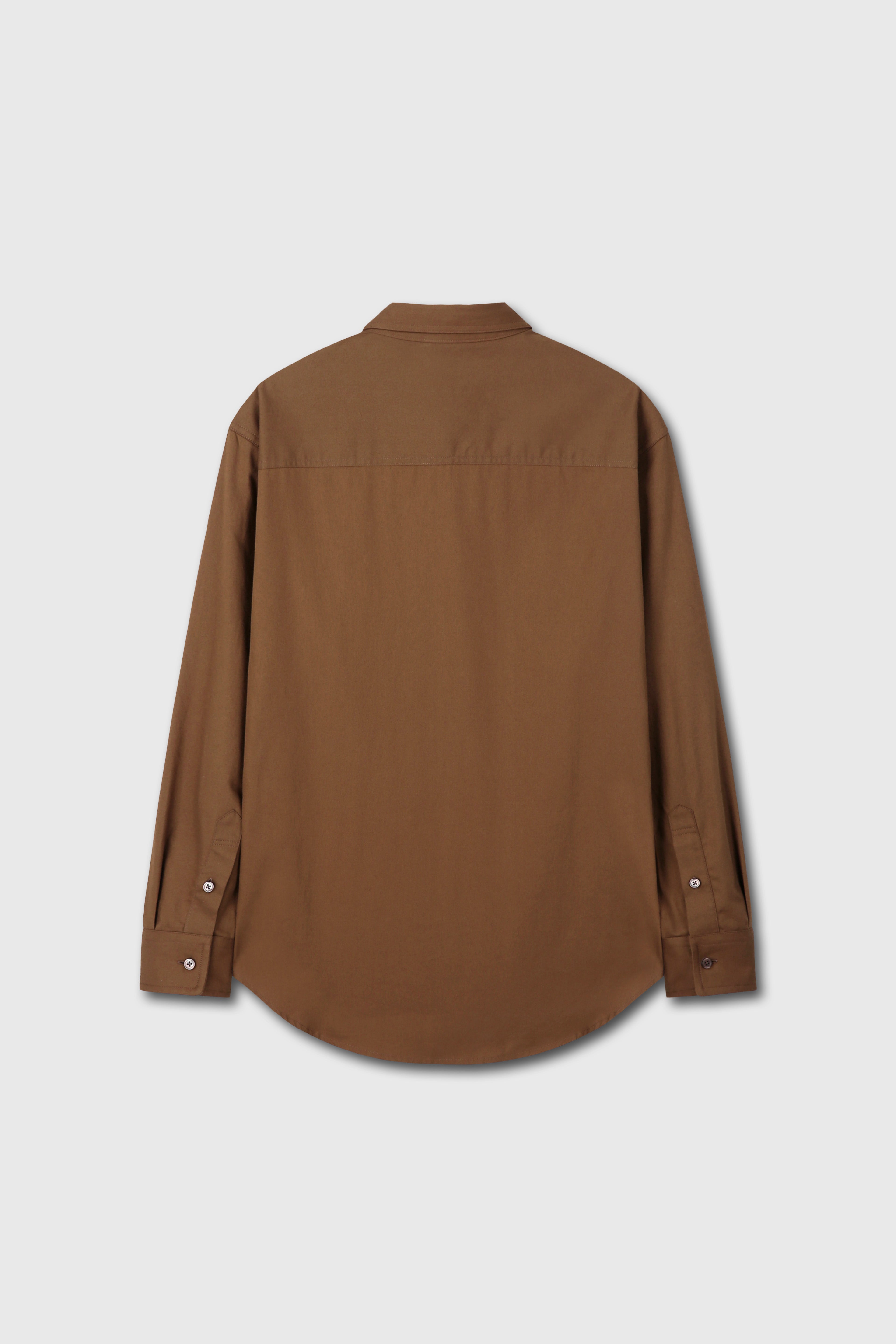 SAND-WASHED COTTON OFFICER SHIRT_ AMBER BROWN