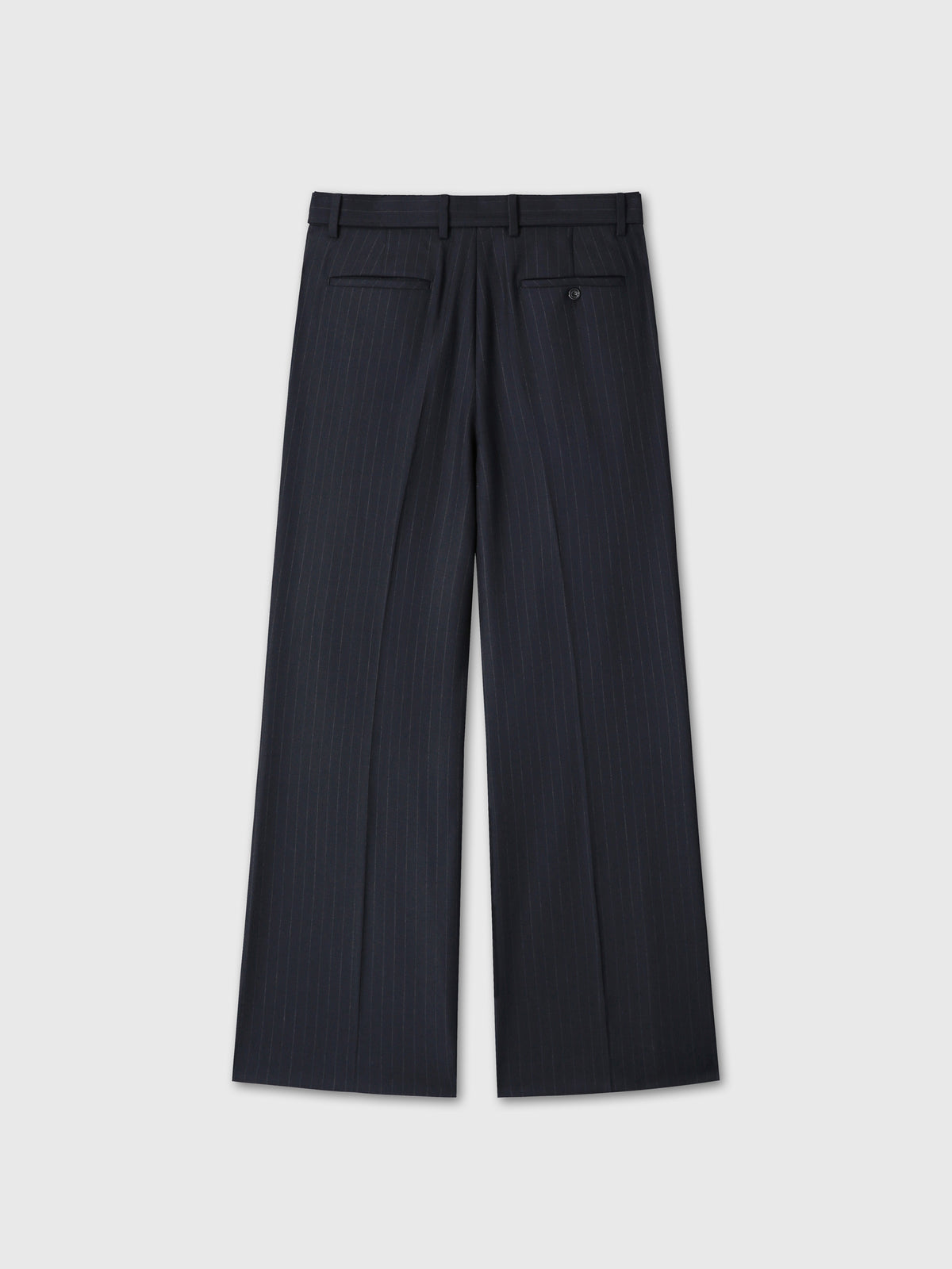 PINSTRIPED WOOL BELTED TROUSERS_ NAVY PINSTRIPE