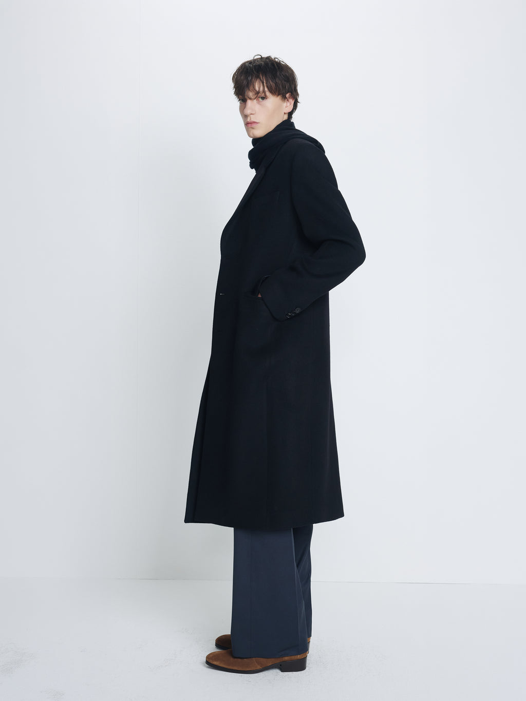 WOOL AND CASHMERE TAILORED COAT_ BLACK
