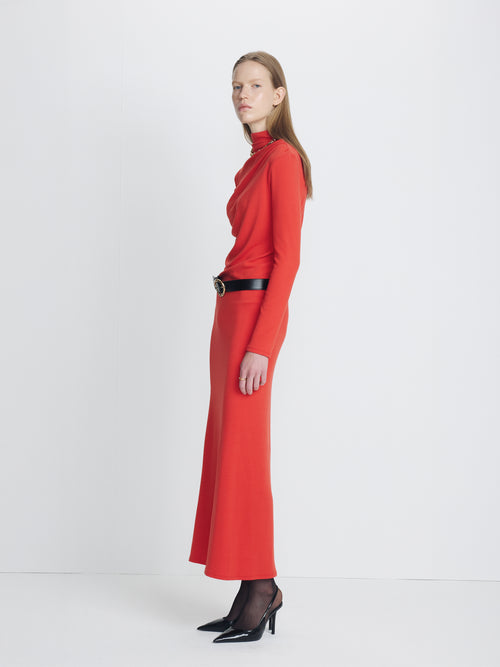 (W) DRAPED MAXI DRESS_ RED