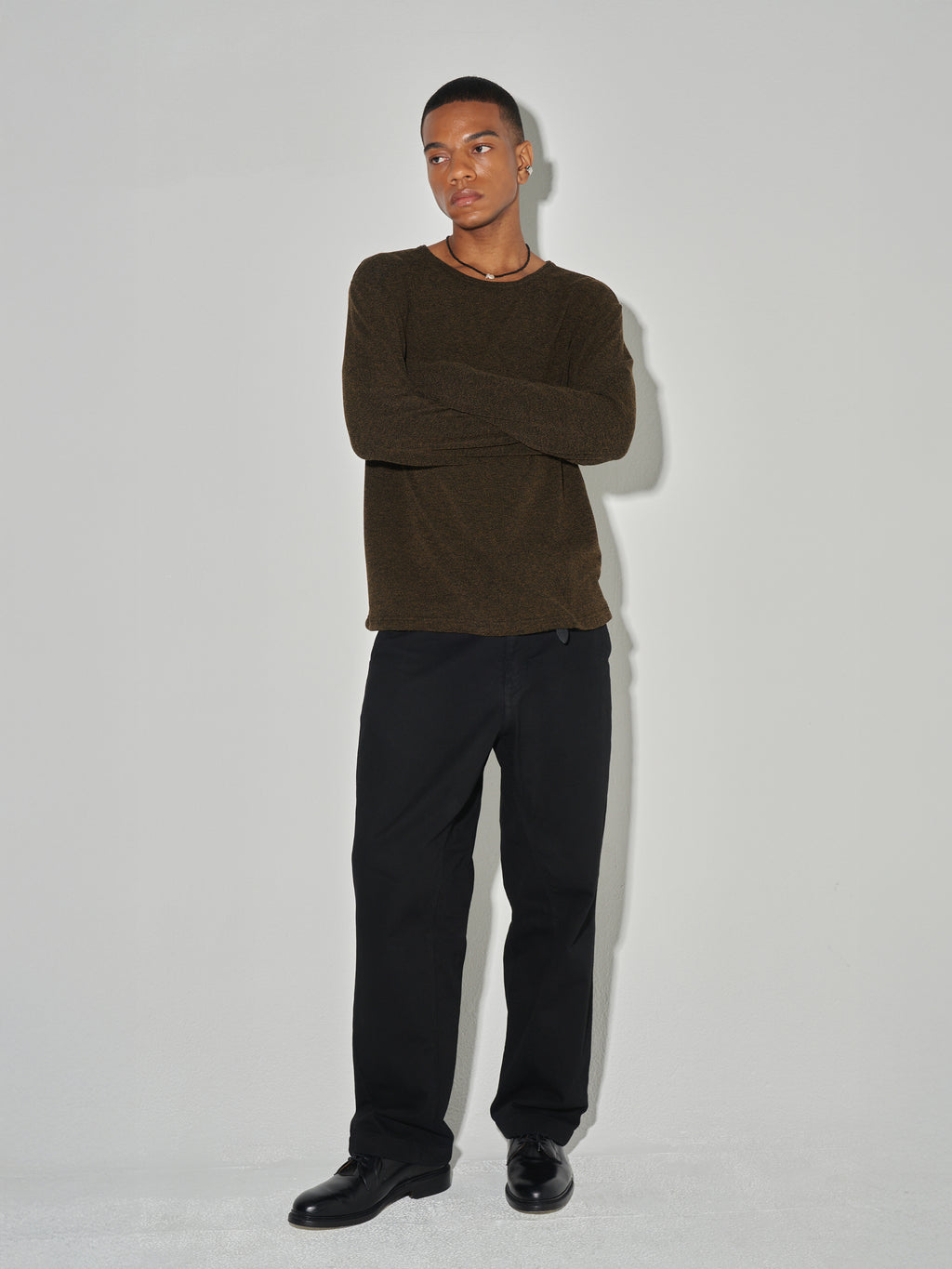Twist-melange Long Sleeve Knit_ Melange Loden