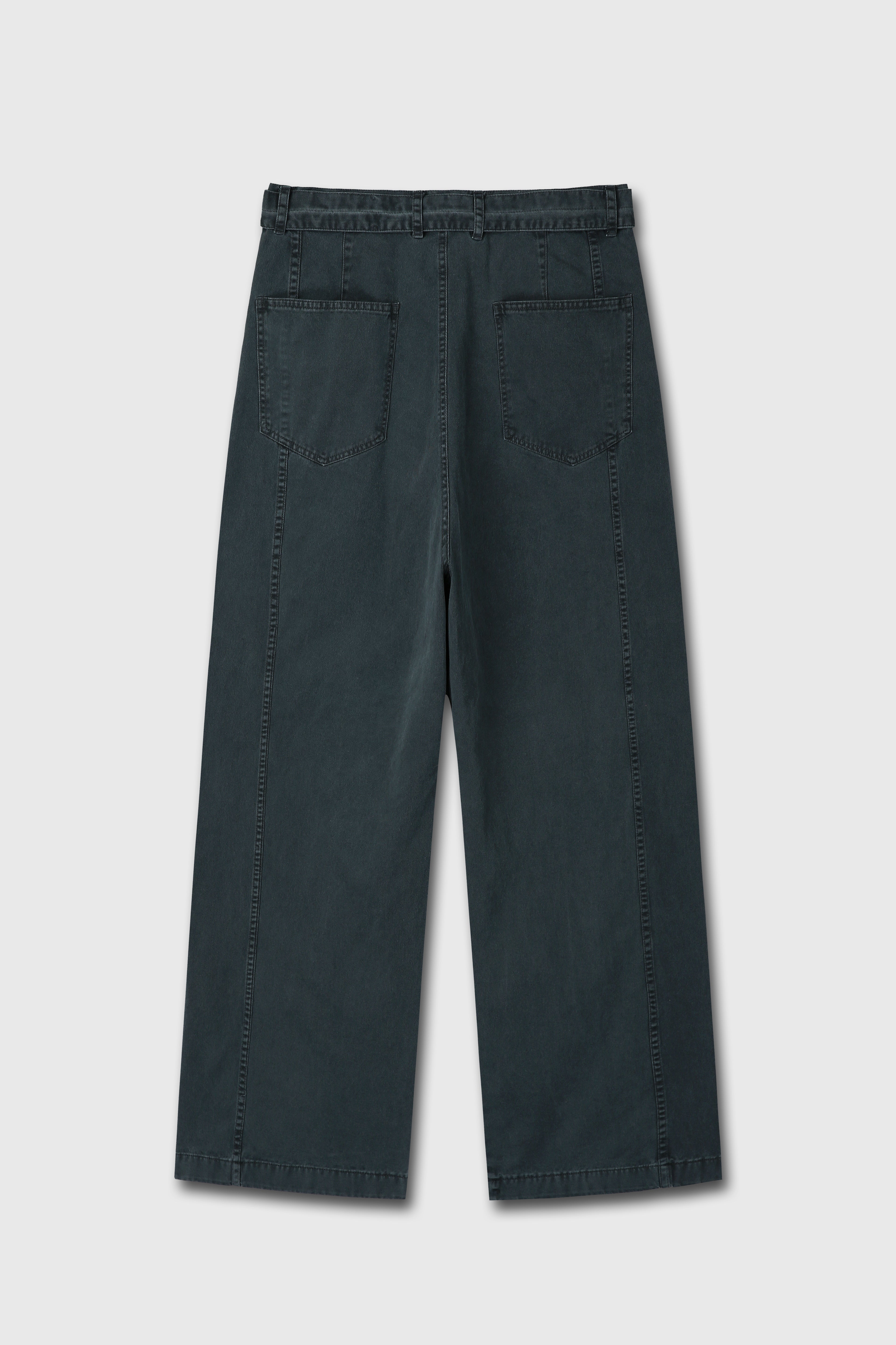 GARMENT-DYED COTTON BELTED PANTS_ ANTHRACITE