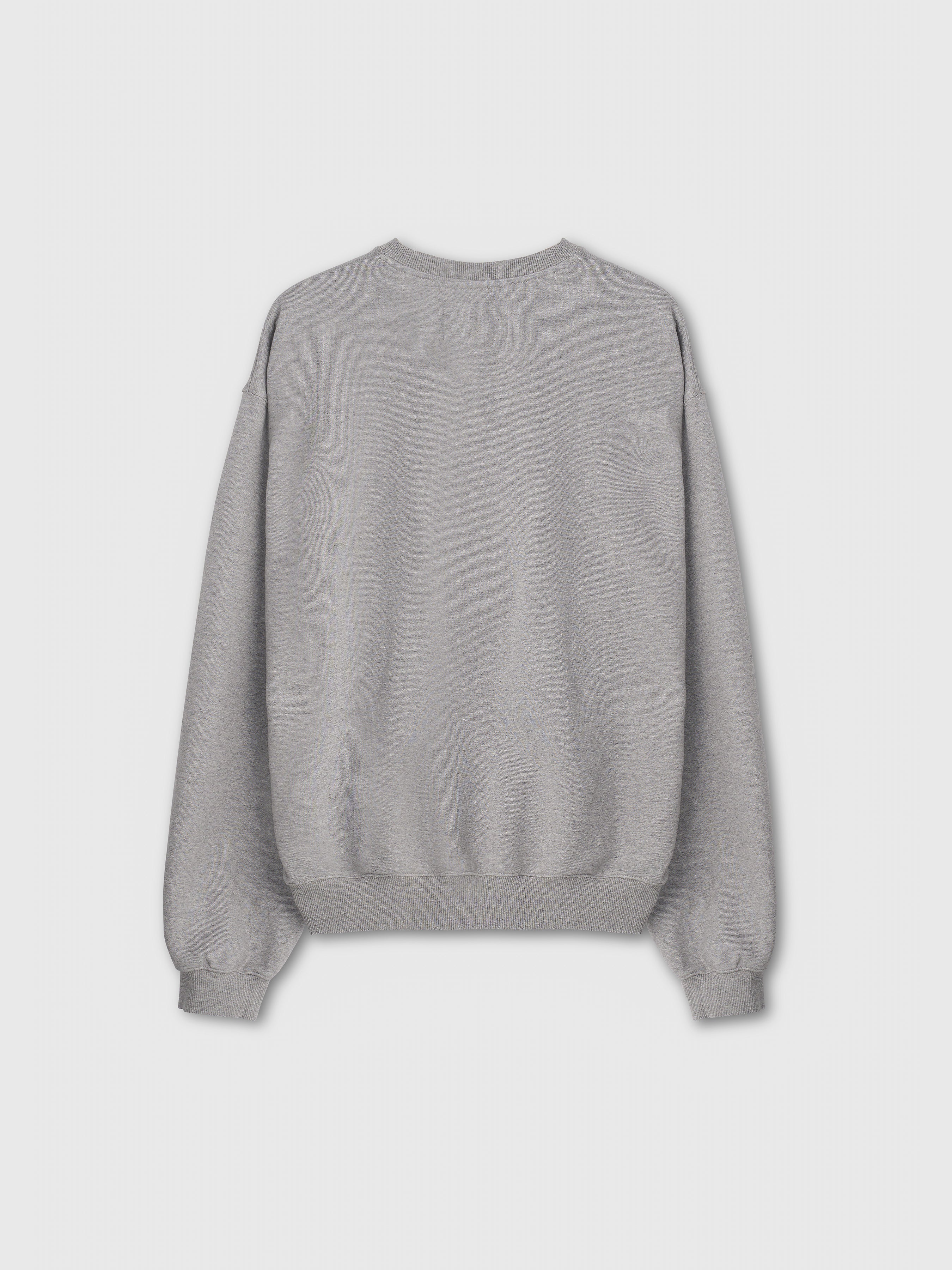 Embroidery Overlap College Sweatshirt_ Heather Grey