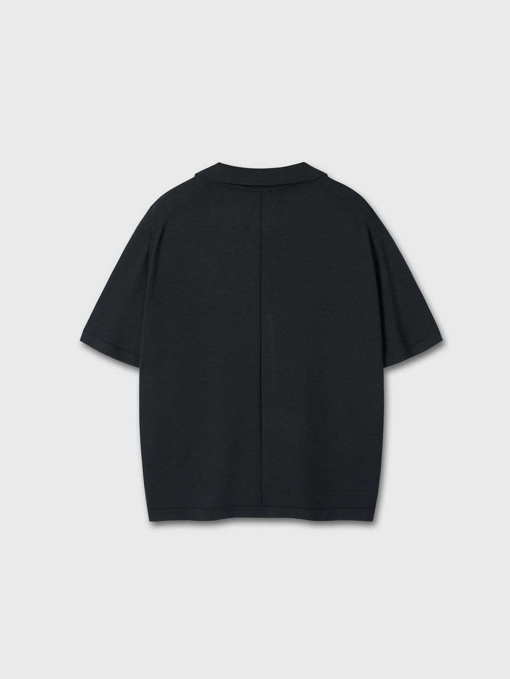 SILK CASHMERE OPEN COLLAR KNIT_ BLACK