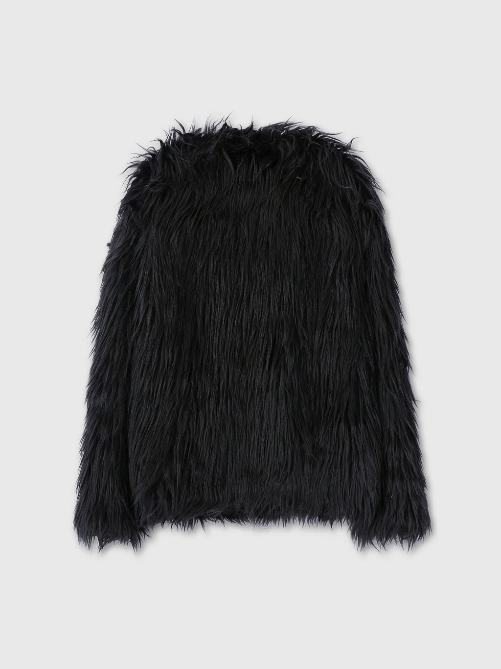 (W) LONG HAIR FAUX FUR JACKET_ BLACK
