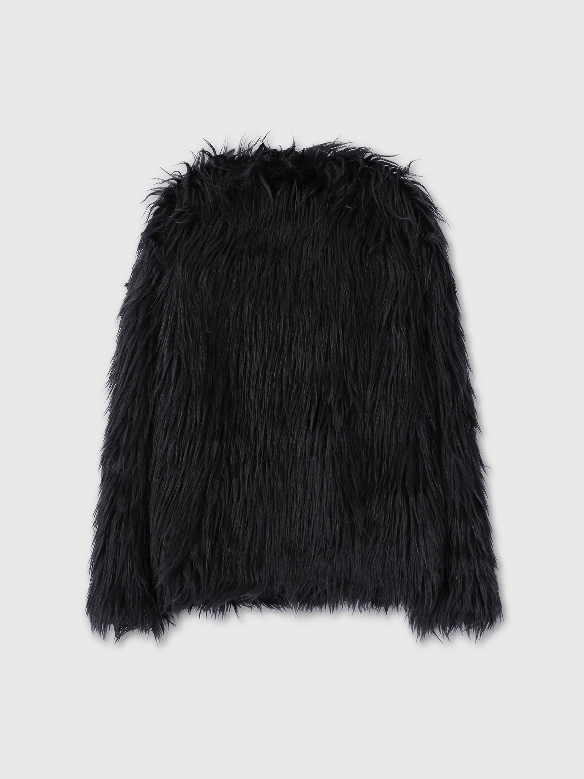 (W) LONG HAIR FAUX FUR JACKET_ BLACK