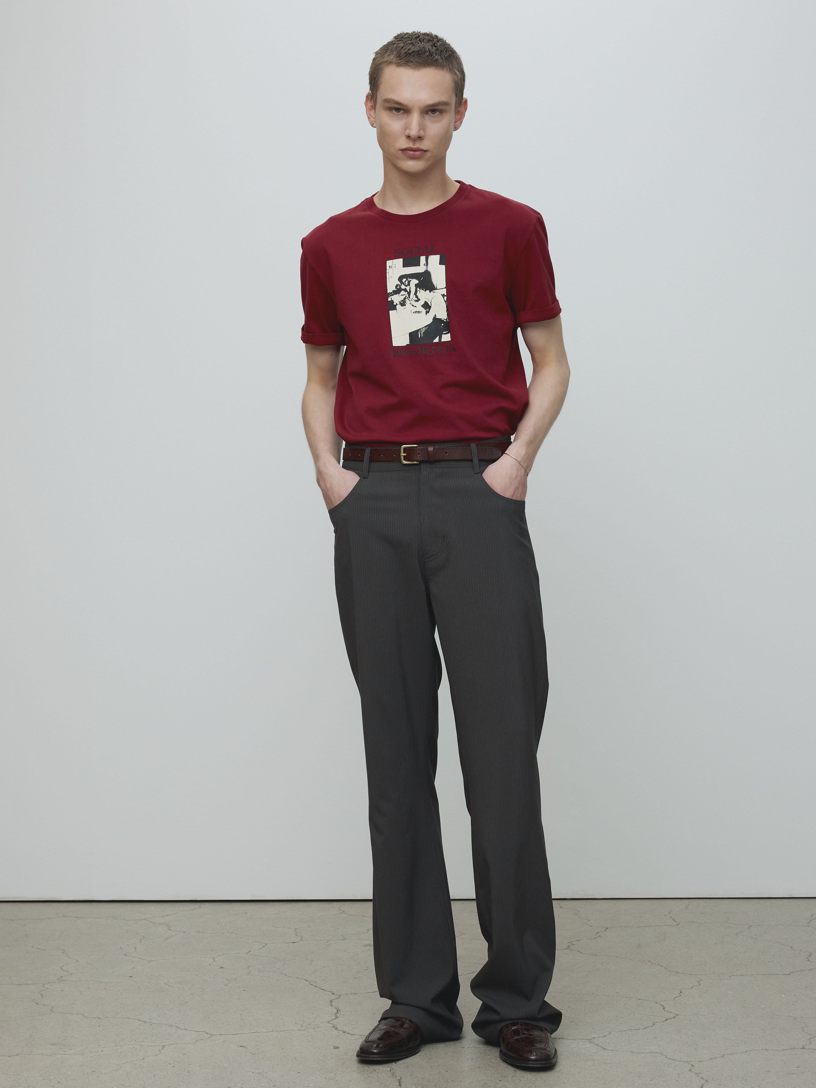 SOCIAL DISTORTION GARMENT DYED T-SHIRT_ RED PIGMENT