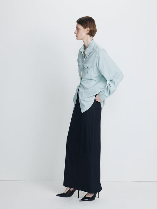 (W) DOUBLE POCKET SHIRT_ SKY BLUE