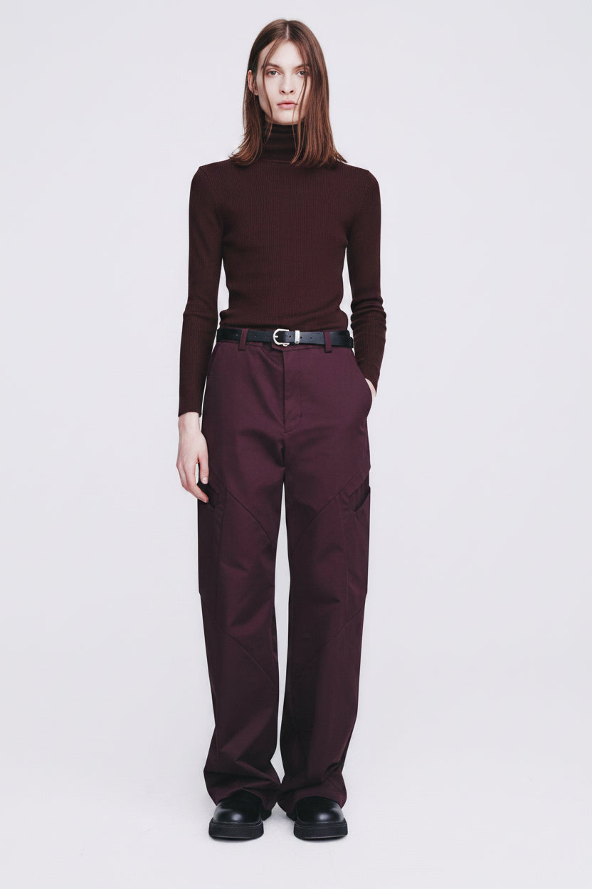 High Density Curved Multi-Pocket Pants_ Dark Burgundy