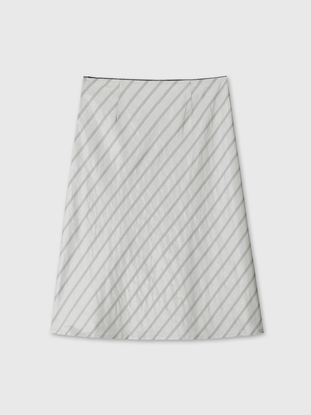 (W) SILK STRIPES MIDI-SKIRT_ GREY STRIPE
