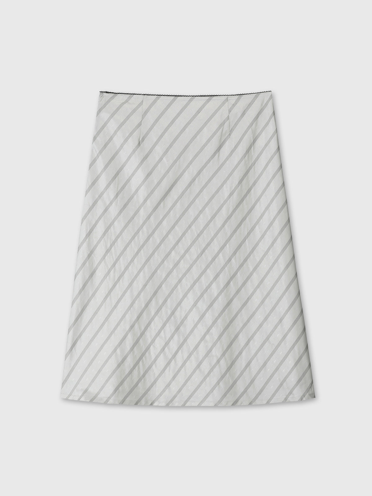 (W) SILK STRIPES MIDI-SKIRT_ GREY STRIPE