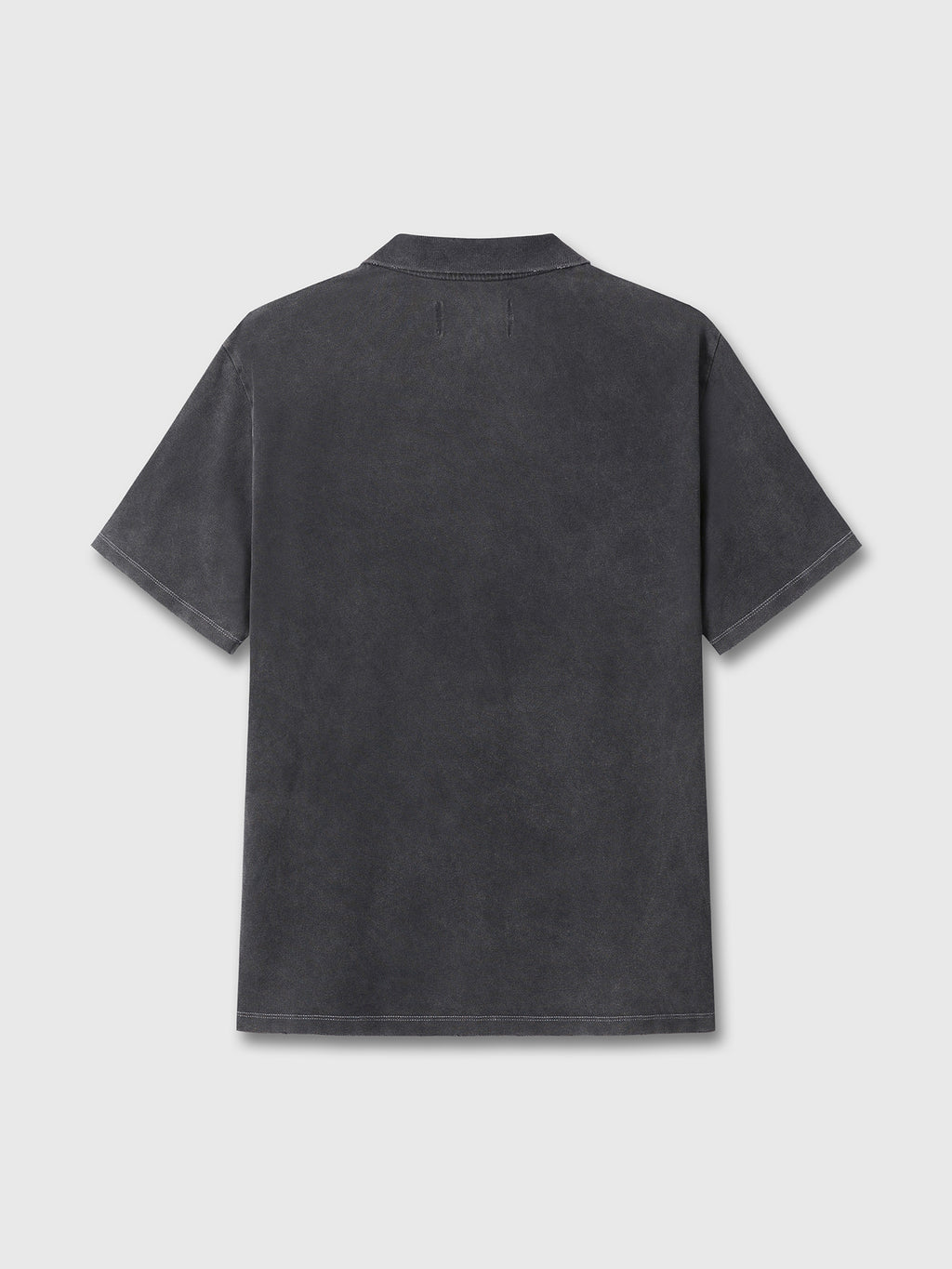 GARMENT DYED DISTRESSED PIQUÉ POLO_ FADED BLACK