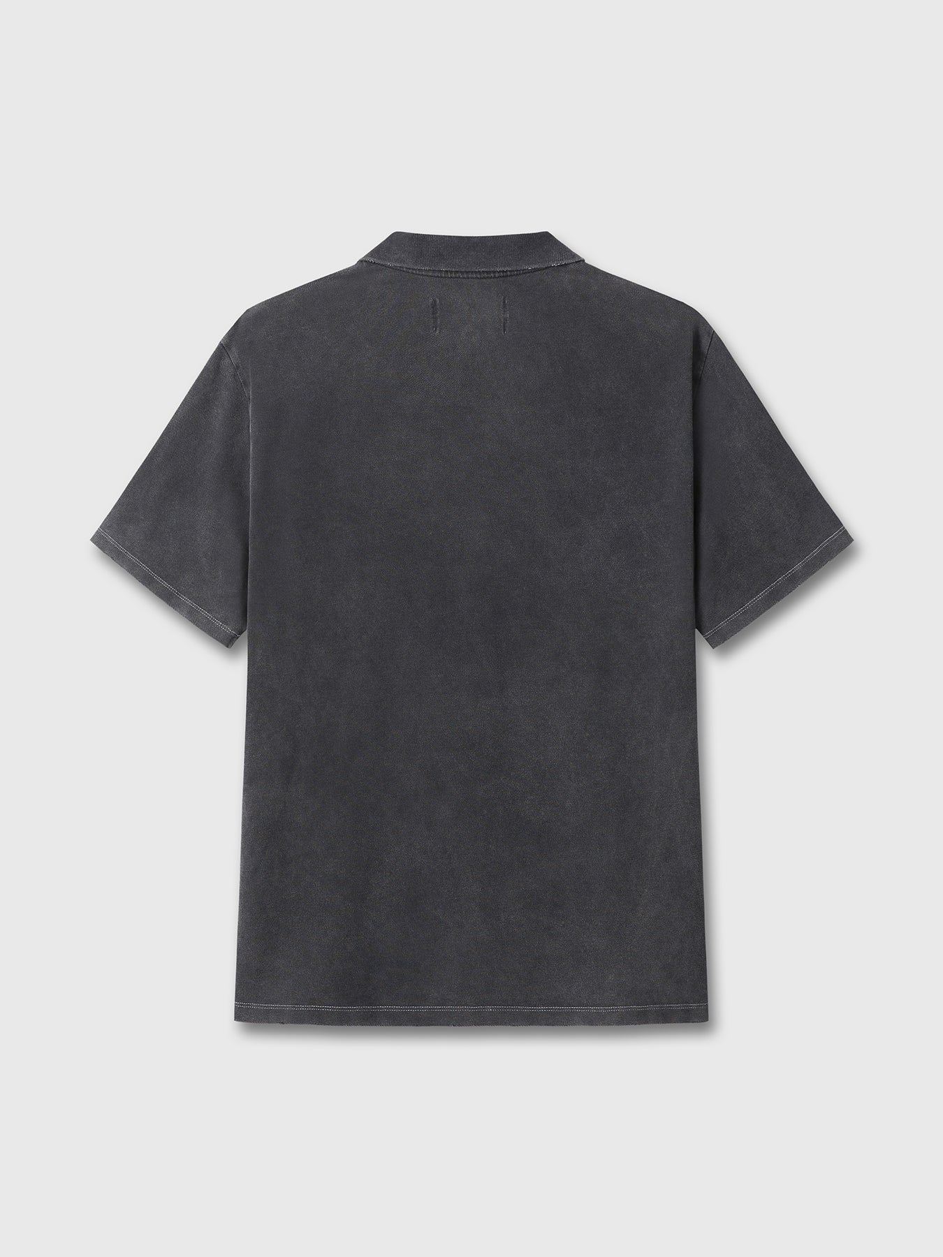 GARMENT DYED DISTRESSED PIQUÉ POLO_ FADED BLACK