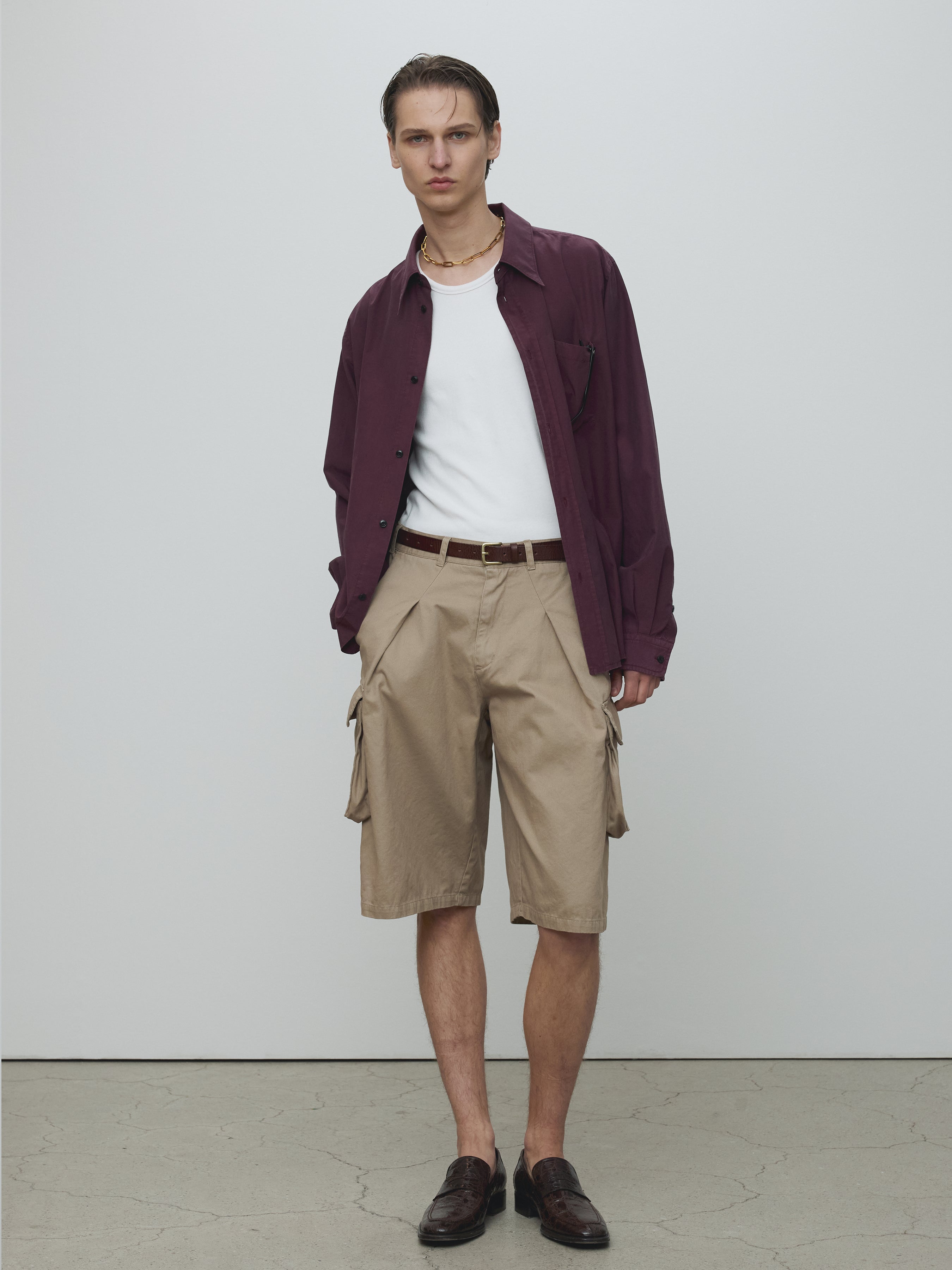 SILK COTTON GARMENT-DYED SHIRT_ FADED BURGUNDY