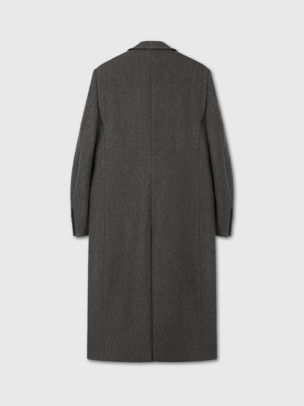 HERRINGBONE WOOL DOUBLE-BREASTED COAT_ MOSS BROWN